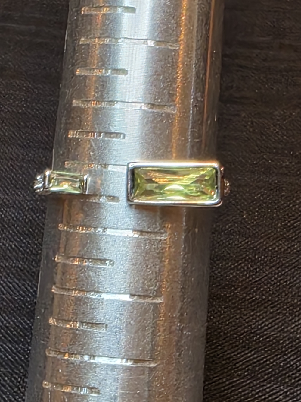 Summer Solstice Peridot Baguette Ring